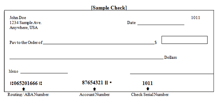 routing number sample check