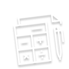Calculator and pen icon.