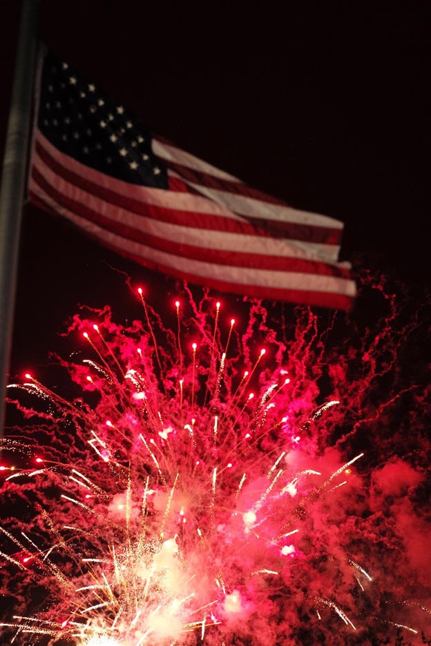 American Flag and Fireworks